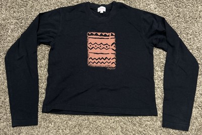 Stefanel Size M Cropped Black Cotton Shirt Knit A27
