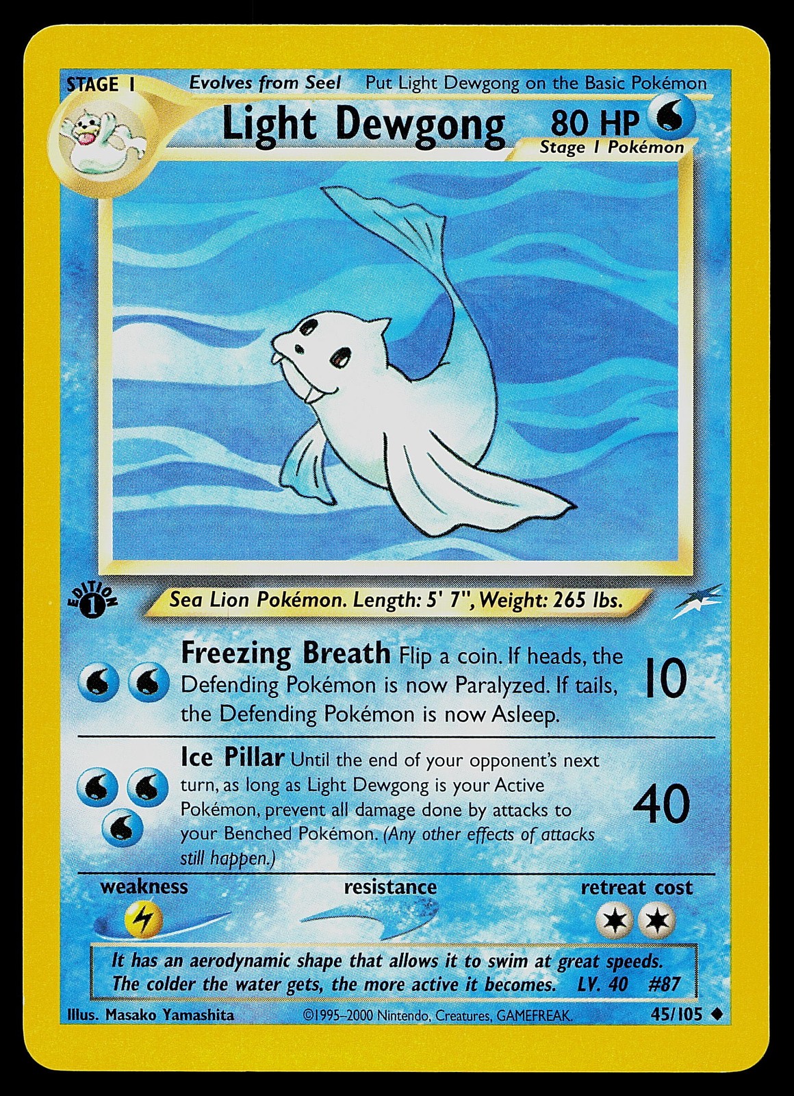 Pokemon Card - Light Dewgong Neo Destiny 45/105 Uncommon 1st Edition