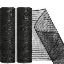 2 Pack Deco Mesh 10 Inch x 30 Feet Decor Ribbon Metallic Foil Classic Black