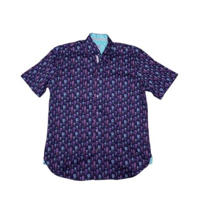 Visconti Black Men's Small Shirt Purple All Over Jellyfish Button Up