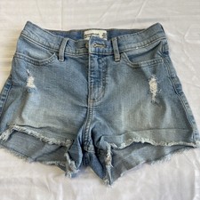Abercrombie kids Girls Denim Cut-Off Shorts 11/12 Light Wash Distressed
