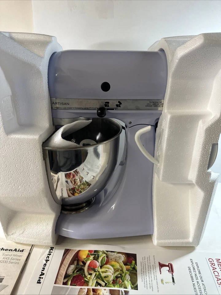 *NUEVO* Mezclador de 5 cuartos de galón KitchenAid crema lavanda serie artesanal sin caja Foto 4 de 4