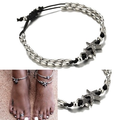 Kaket Ethnischer Retro -Stil Sternform Yoga Anhänger Fußkette Strandfußring