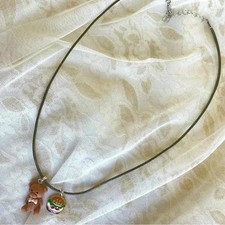 Hot Fashion Women/Girls Teddy Bear  Burger Charms Pendant  Waxed Cord Necklace