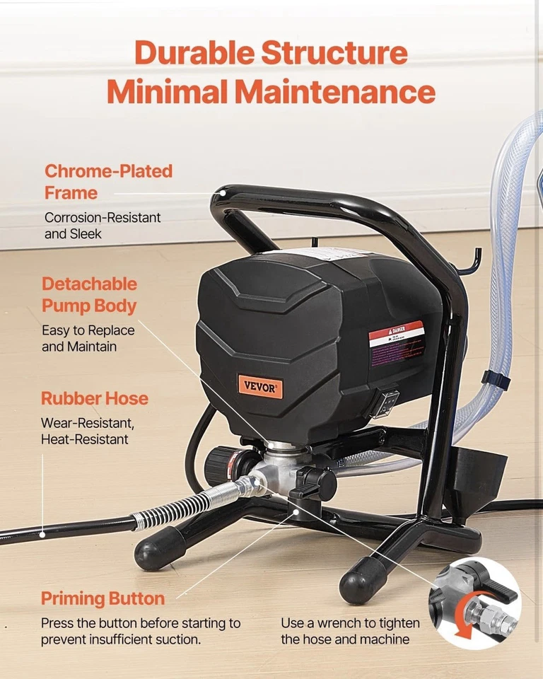 VEVOR Airless Paint Sprayer & Cleaning for Interior & Exterior Home Renovations - Image 4 of 4