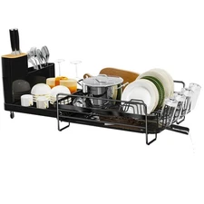 Runnatal Large Dish Drying Rack with Drainboard Set, Extendable Dish Rack,