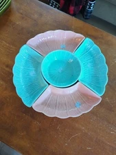 vintage Wade California lazy susan chip and dip set pink and blue