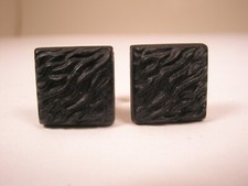 SINGLES 2 7/16" Black Plastic Squares Vintage Formal Tux Shirt Stud set b202