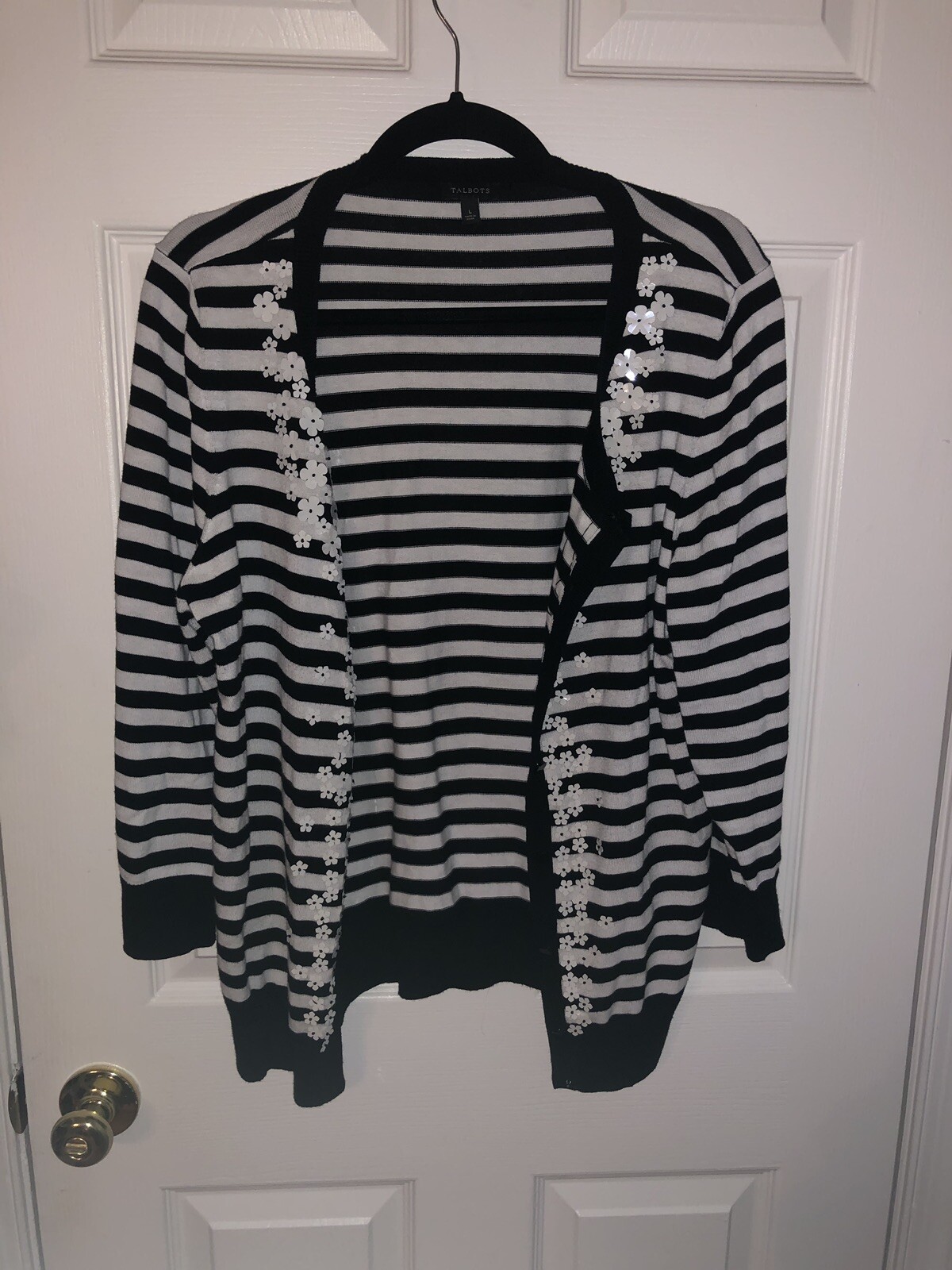talbots black and white sweater