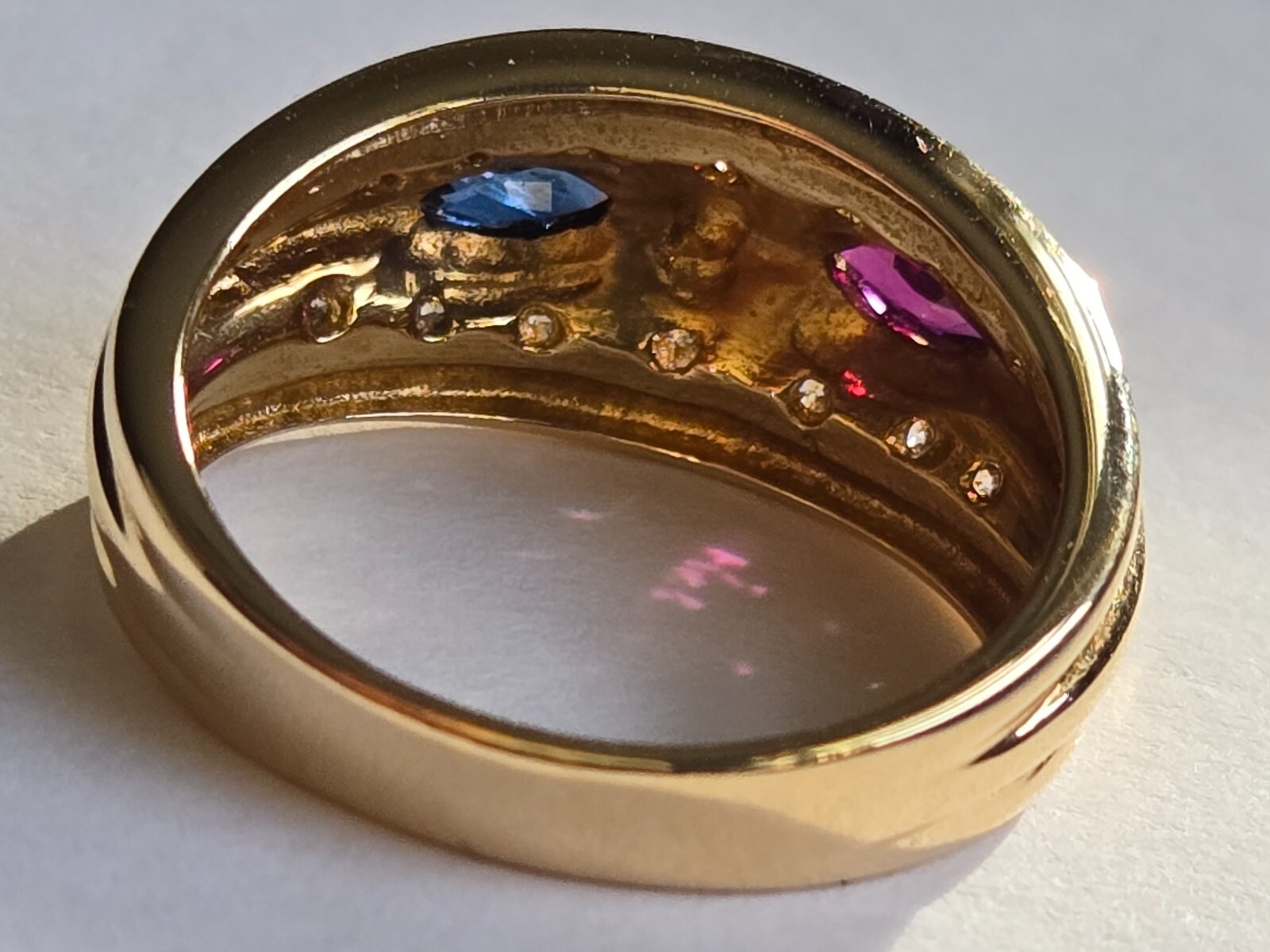 14K Solid Gold Vintage Ruby Sapphire Diamond Infi… - image 9