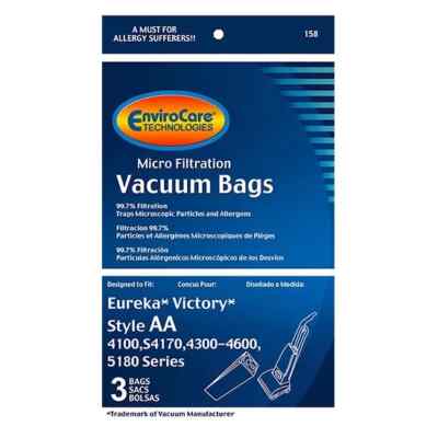 Eureka Victory Vacuum Bags Style AA 4100, S4170, 4300-4600, 5180 3 Pack NEW
