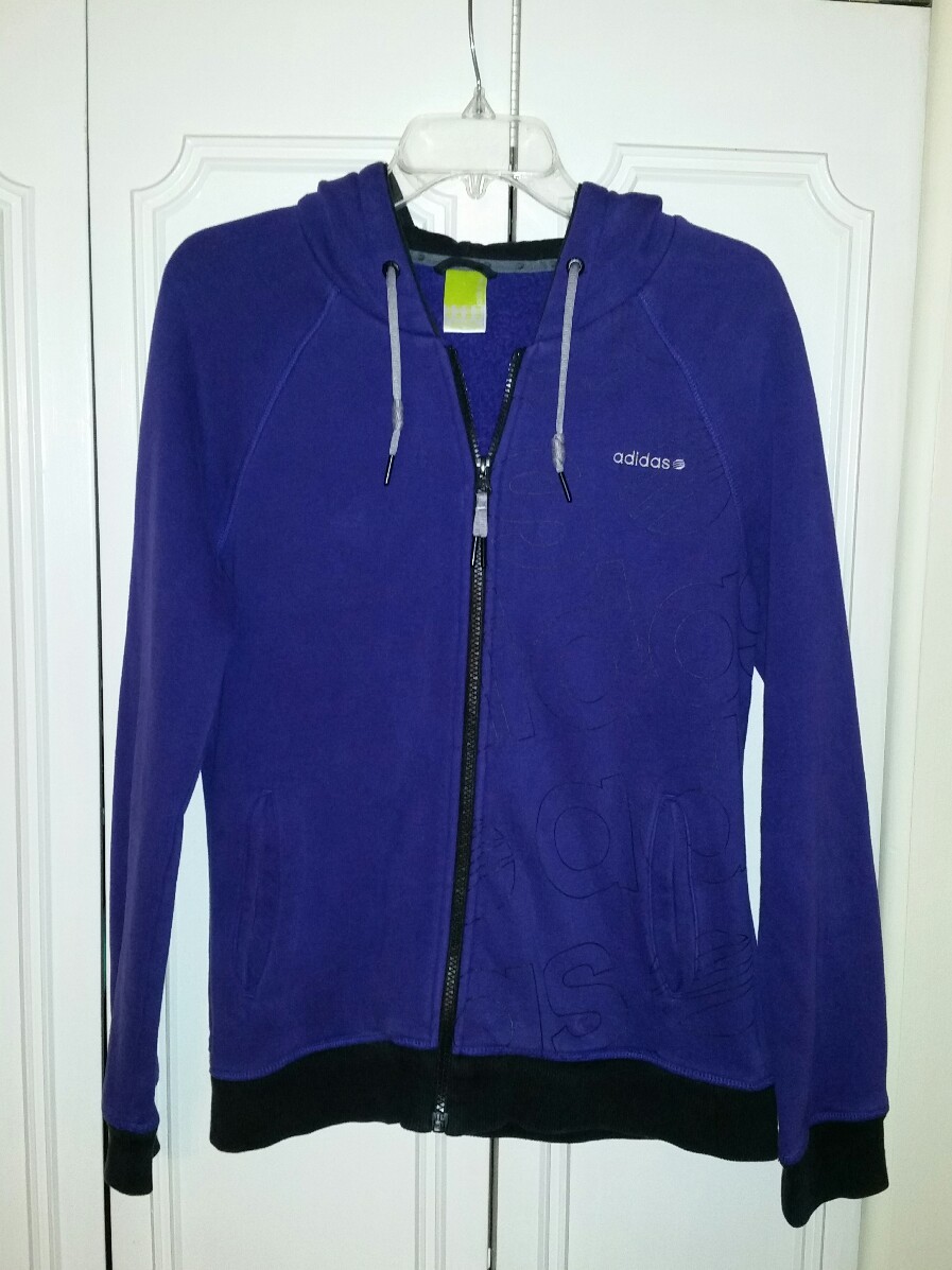 Adidas Neo Womens Zip up Hooded Sweatshirt Jacket Size M/L Purple