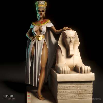 Nofretete mit Sphinx - 3D Modellbausatz
