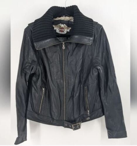 Harley Davidson Woman Black Leather Jacket Size XL - image 1