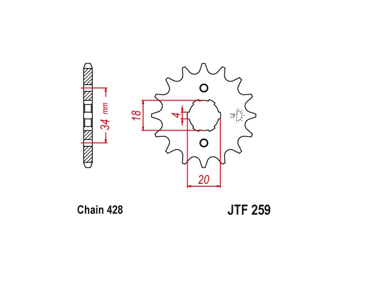 Piñón delantero Sunstar 15T Honda EZ90 CB100 XL100 XL125 XR185 CB125 CT125 CT200 Foto 2 de 2