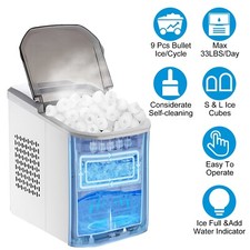 Portable Ice Maker Machine Countertop Up to 33Lbs/24H Self-cleaning with Scoop