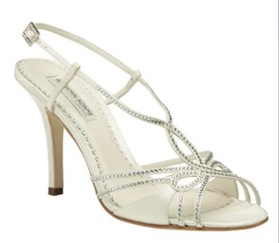 Benjamin Adams CLAUDIA 50 % RABATT Brautschuhe elfenbeinfarben Leder Swarovski-Kristalle UK 4