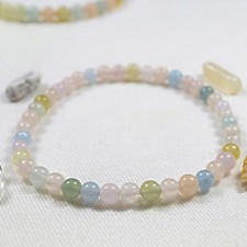 Beryll Armband Aquamarin Morganit Heliodor mehrfarbig flexibel 4 mm 19 cm