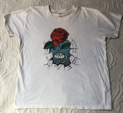 Obey Propaganda Graphic T-Shirt Medium Womens Rose Logo