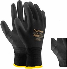1, 12 or 24 PAIRS BLACK NYLON PU COATED SAFETY WORK GLOVES GARDEN GRIP BUILDERS