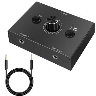New 2 In 1 Out 3.5mm Stereo Audio Switch Aux Switcher Speaker Selector Splitter