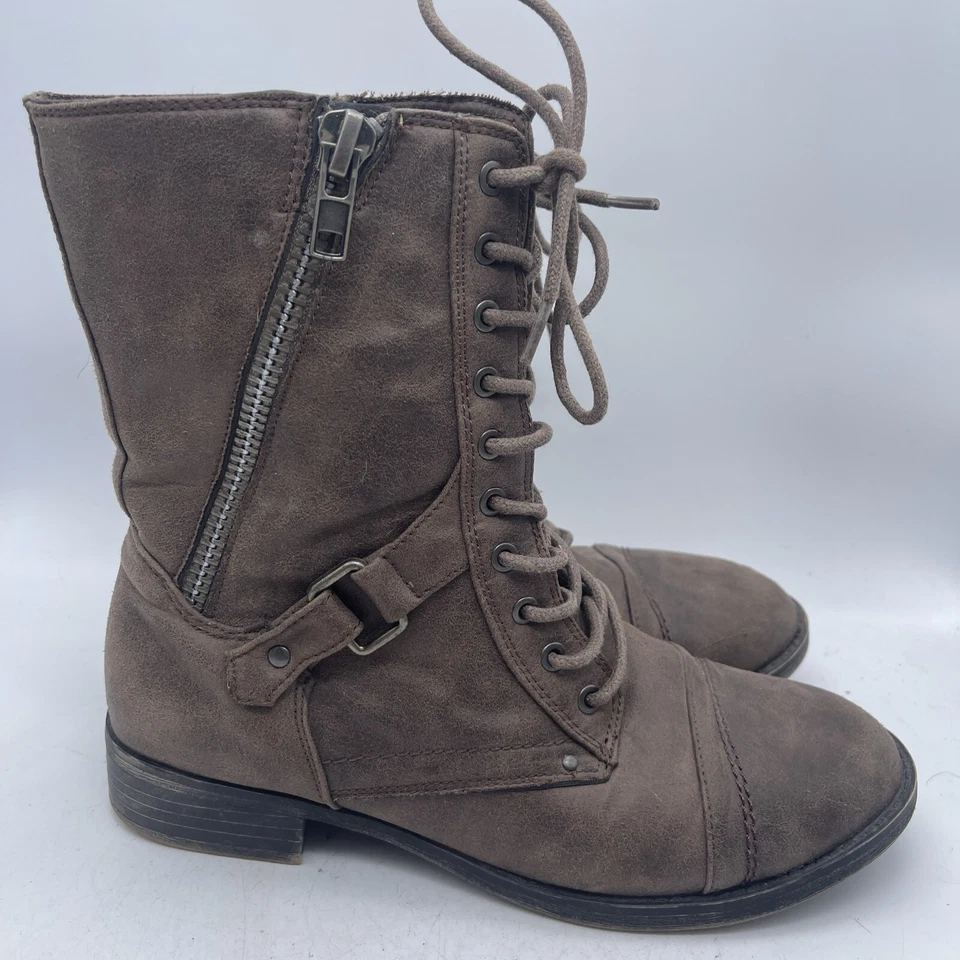 Rampage Women's Ram-Jedi Brown Flat Side Zip Combat Boots Size 8.5 - Image 2 of 4