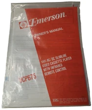 Emerson Owners Manual AC/DC Slimline VHS VCR VCP675 Video Cassette Player