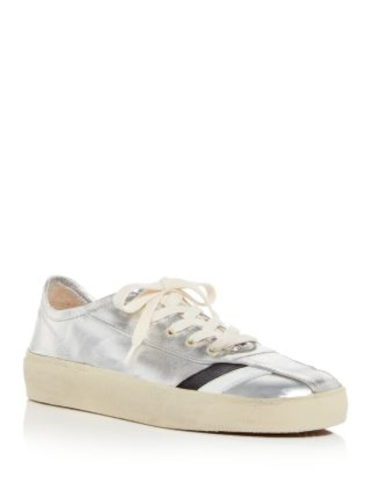 ПЕРЕДЕЛАННЫЕ женские кожаные кроссовки на платформе с серебристым носком в полоску 70-х годов 37 27490₽