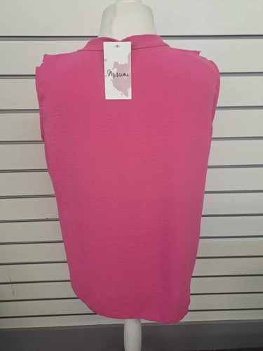 MADE IN ITALY CAMICETTA SMANICATA DONNA CON VOLANT CRAVATTA DAVANTI ROSA TAGLIA 14 NUOVA (410) - Foto 2 di 3