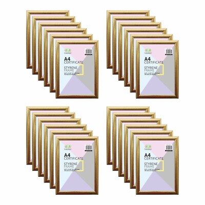 96 x A4 Urkunde Foto Bilderrahmen Styrol Gold Wand Tischplatte Poster Großpackung