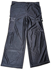 Mens vtg black Caffeine pants y2k 90s rave wide leg drawstring skate EDM baggy M