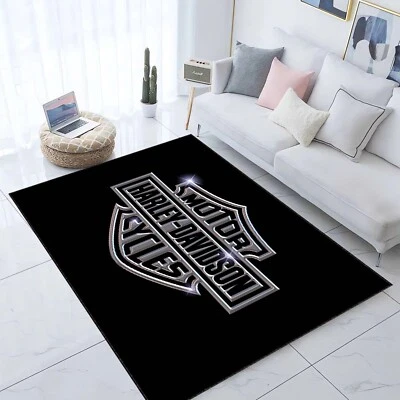 HARLEY-DAVIDSON Classic Motorcycle Carpet Rug For Garage Living Room Biker Vibe Man Cave Mat