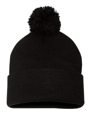 Sportsman SP15 Unisex 100% Acrylic 12 Inch Pom Pom On Top Winter Knit Beanie