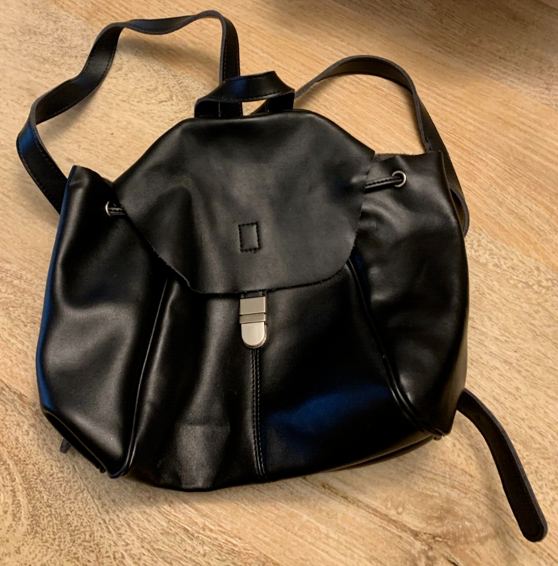 CO-LAB By CHRISTOPHER KON Black Leather Backpack Knapsack Purse Suede  Interior