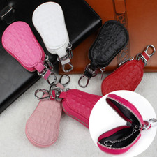 Men Women Genuine Leather Car Key Chain Ring Holder Pouch Case Bag Zip Wallet US