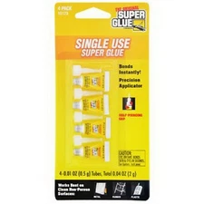 Super Glue Single Use Minis 4 Pack - Bonds Instantly with Precision Applicators