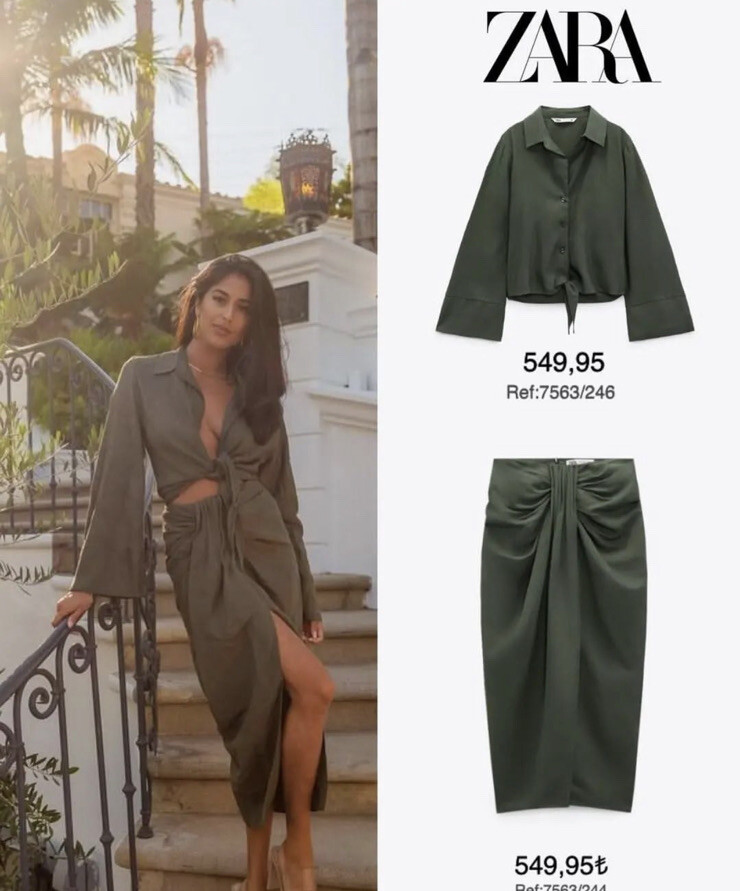 ZARA WOMAN NWT SS22 DARK KHAKI LINEN BLEND KNOTTED SKIRT