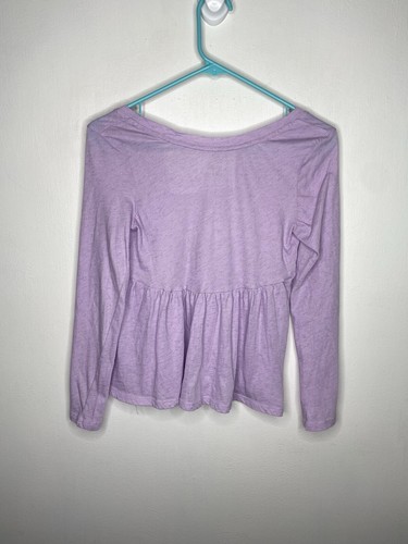 Justice Sparkle Top Girls Size 12 Purple Peplum Long Sleeve Scoop Neck Shirt - Picture 3 of 4