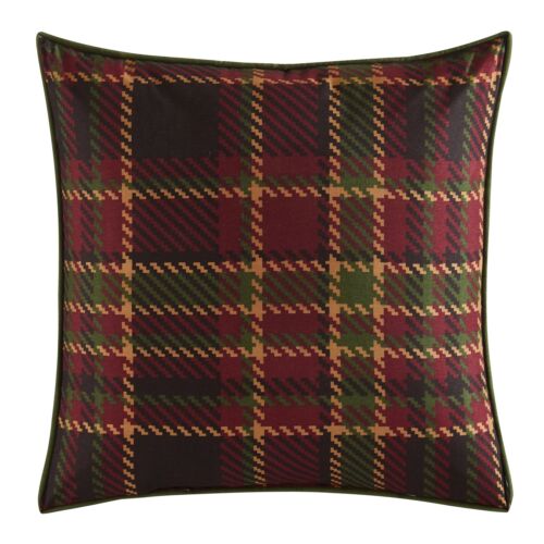 Beige Red Green Plaid Moose Rustic Lodge 5 pc Comforter Set Full Queen King Bed - Picture 4 of 5