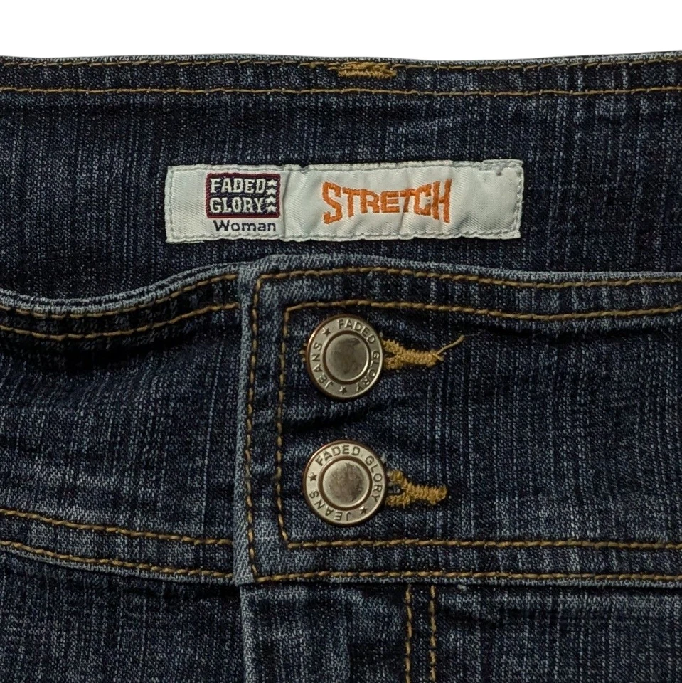 Винтажный Y2K расклешенный кромки джинсовой ткани юбка плюс размер 22 Вт (40 x 26) длина до колена синий Jean - Изображение 3 из 4