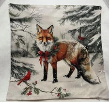 Fall Winter Fox Animals Christmas Throw Pillow Cover Winter Holiday Home Decor