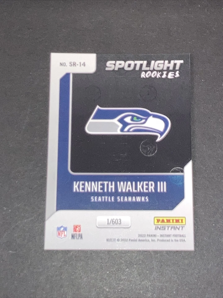 2022 Panini Instant Spotlight Rookies RC /603 #SR-14 Kenneth Walker III - Image 2 of 2