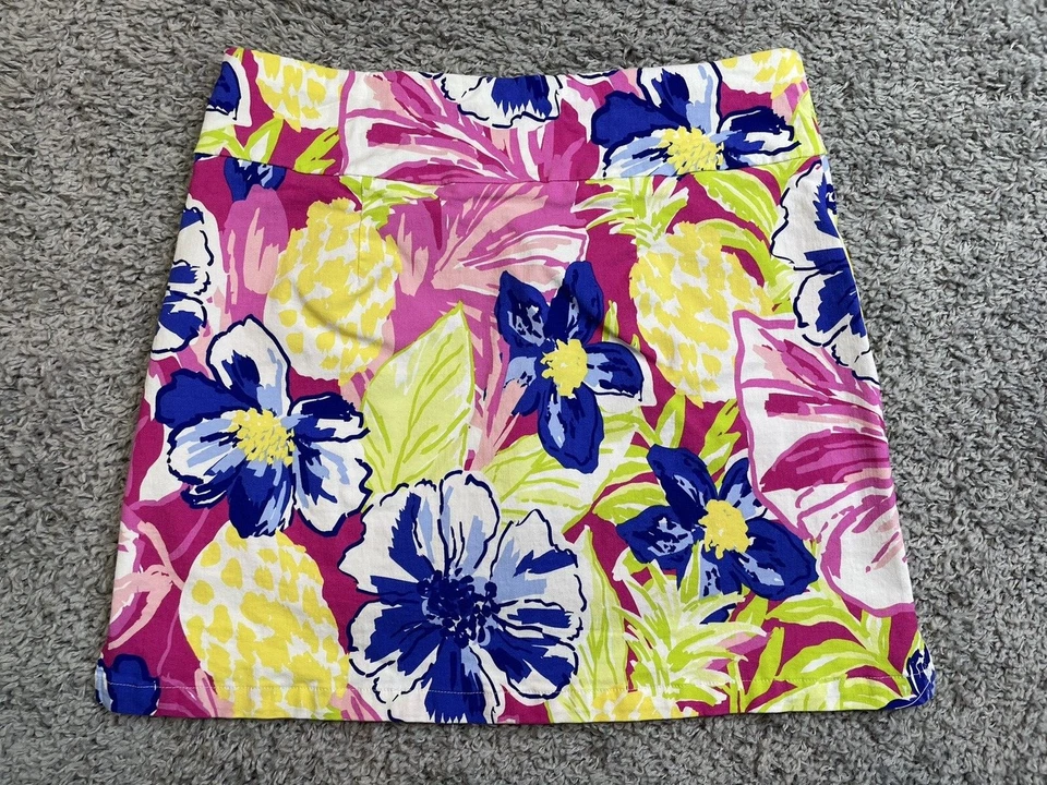 Rafaella Mujer Rosa Amarillo Azul Piña Colorido Elástico Skort Talla Pequeña. Foto 2 de 4