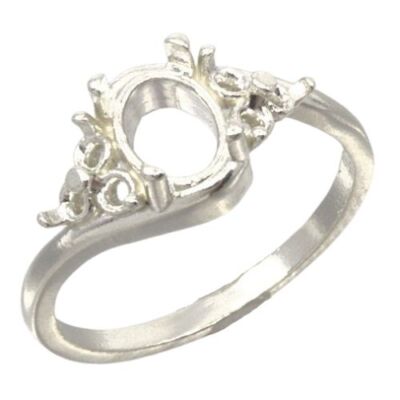 Oval Cabochon Swirl Triple Accent Ring Mounting