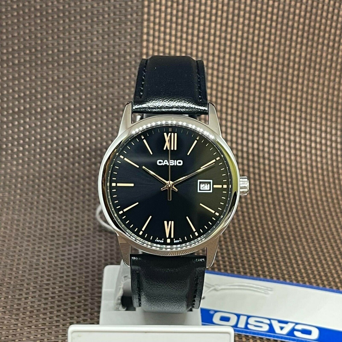 Casio MTP-V002L-1B3 Analog Black Leather Classic Roman Numeral