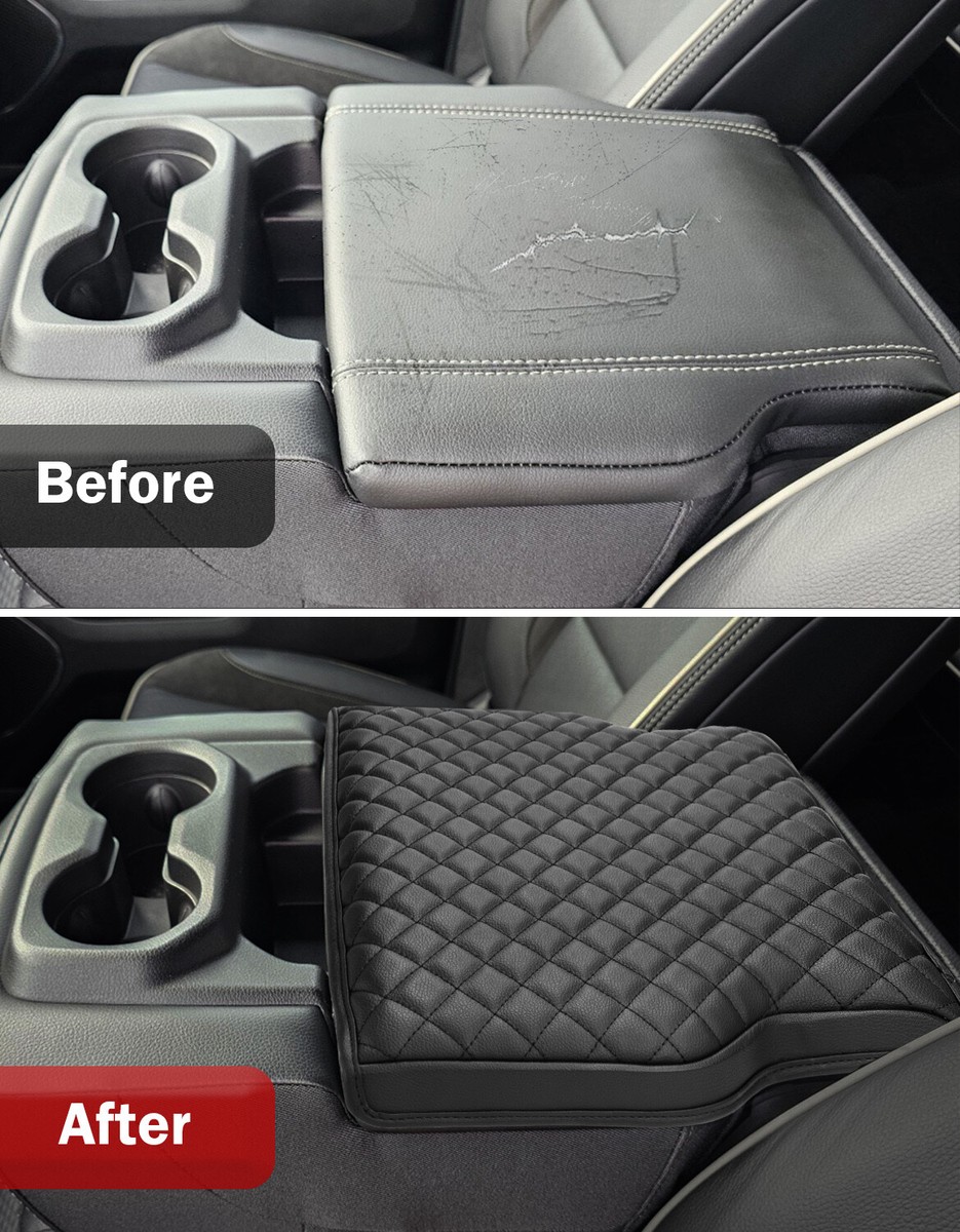 KBH Center Console Lid Cover For 1994-2001 Dodge RAM 1500/2500 Jump Seat (Black, Microfiber)