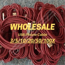 Bulk Lot Braided 6ft USB Fast Charge Cable For iPhone 14/13/12/11/X/8/7/6/5 Cord