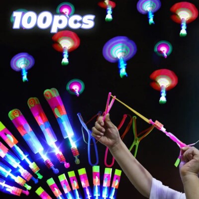 Fronde LED – 12 Jouets Volants Lumineux – Catapulte, Décompression, Extérieur – 100-160 Pieds