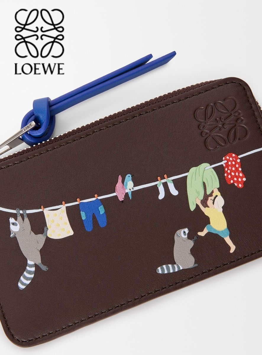 LOEWE (ロエベ) 杉原 LOEWE x Suna Fujita Raccoon Motif Coin Card Holder Brown Nappa