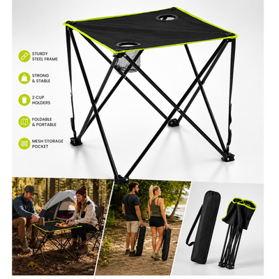 Klappbarer Campingtisch mit Tragetasche - Tragbarer Outdoortisch mit Getränkehalter